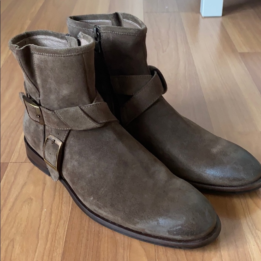 John Varvatos Suede Moto Boots